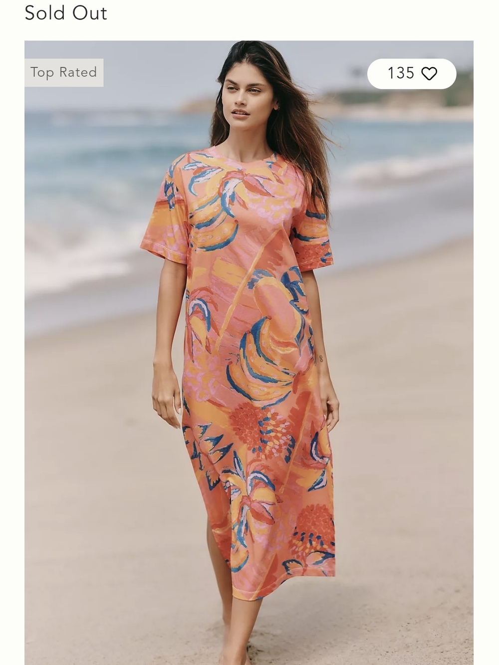 FARM Rio X Anthropologie 100% Cotton Midi Tshirt Dress Size Small, New With Tags